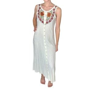 Vintage Floral Embroidered Midi Dress